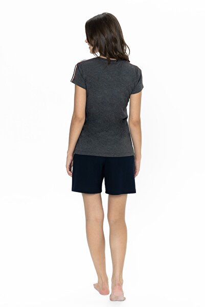 U.S. Polo Assn. U.s Polo Assn. 20000 Kadın Kısa Kollu Bisiklet Yaka Şortlu Pijama Takımı-Antrasitmelanj