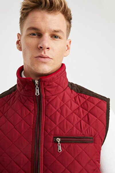 DYNAMO Erkek Bordo Polar Astarlı Rahat Kalıp Kapitone Yelek