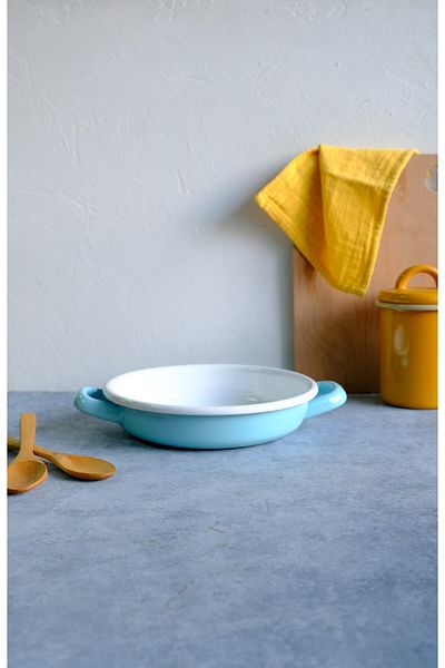 Elifle 18 cm Double Handle Egg Sahanı - Enameled Sahanı Healthy Omelet Pan