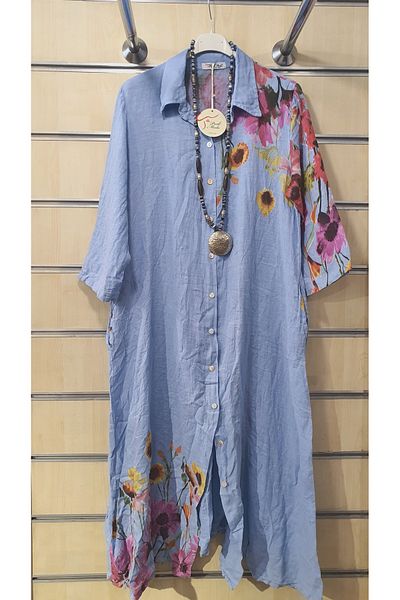Park Moda ROCHIE CAMASĂ DE IN CU MODEL DE FLORI