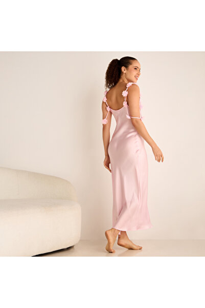 FAV Slip Dress with Floral Accent Straps