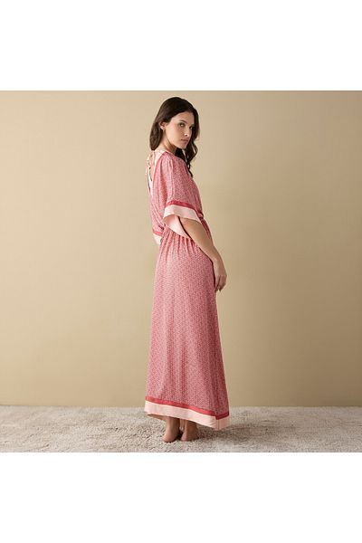 FAV Floral Print Satin Kaftan Night Gown