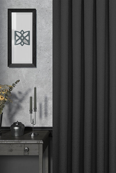 MARİTSA Cortina de fundal - Seria Jacquard Model Flora Gri închis Pliuri îngu...