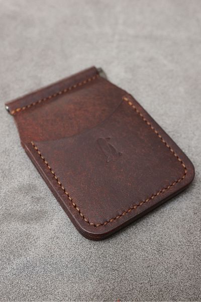FocusDeri Brown Leather Wallet with Handmade Money Clip