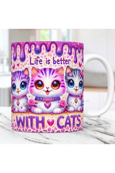 rk tasarım Cat Themed Special Design Mug