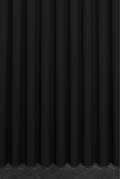 MARİTSA Background Curtain - Jacquard Series Flora Pattern Black Dense Pleat (1X3) Single Wing Curtain