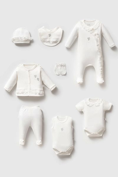 İmaj 8-piece Lace Butterfly Baby Bodysuit Set - Hospital Exit