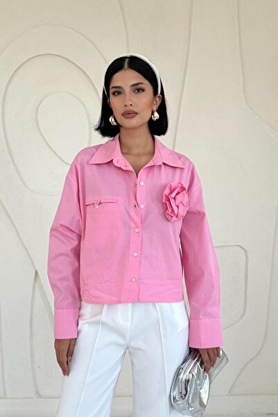 buğrahayalin Pink Flannel Pocket Poplin Shirt