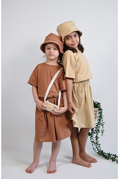 I.ZOYA Organic 100% Cotton Skirt-Tshirt-Hat Girl's Set Loose Fit/Casual Cut 2...