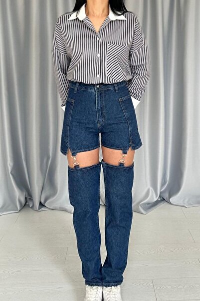 TUA MODA Tua Moda Blue Suspender Two Piece Jeans Pants