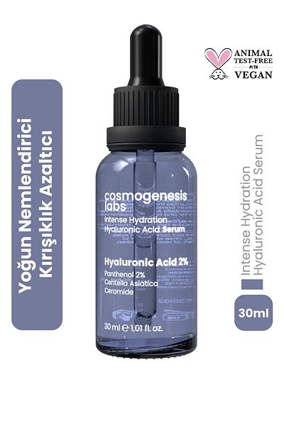 Cosmogenesis Labs Intensive Moisturizing Hyaluronic Acid Skin Serum 30ml Vegan Anti-Wrinkle (2% Hyaluronic Acid)