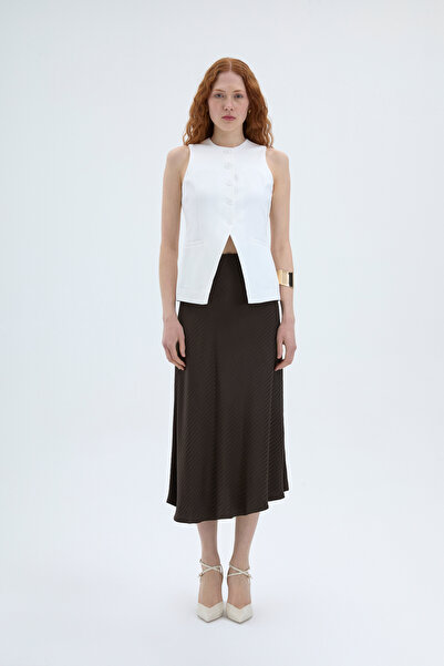 Quzu Екрю V-подібний безрукавний жилет - на ґудзиках