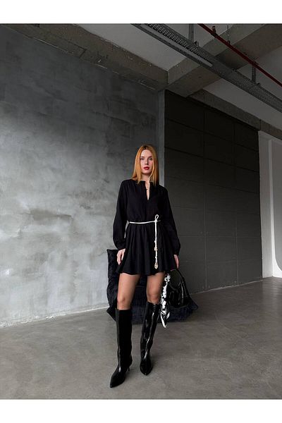 İLKCET MODA Κοντό φόρεμα με υφασμάτινη επένδυση από μουσελίνα