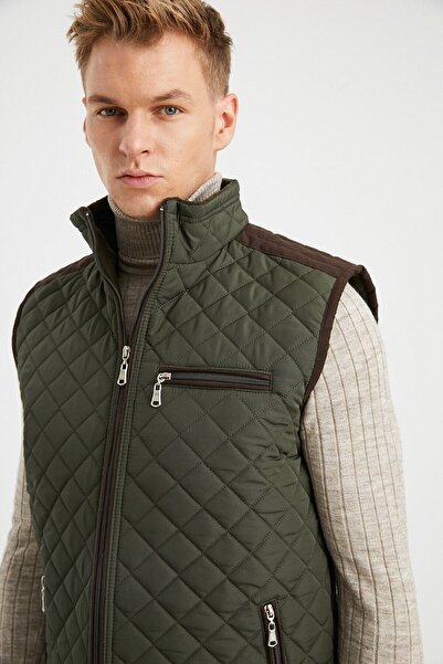 DYNAMO Erkek Haki Polar Astarlı Rahat Kalıp Kapitone Yelek