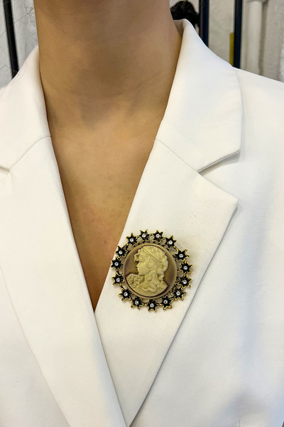 Modex Taşlı Yuvarlak Kleopatra Broş (5cm)