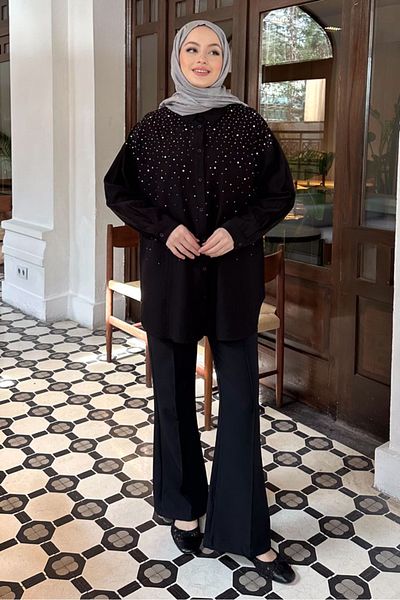 Ovn. Μαύρο πουκάμισο Stoned Oversize