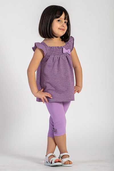 zepkids Turtleneck Zero Sleeve Skittle Shoulder Detailed Lilac Color Girl's Tights Set