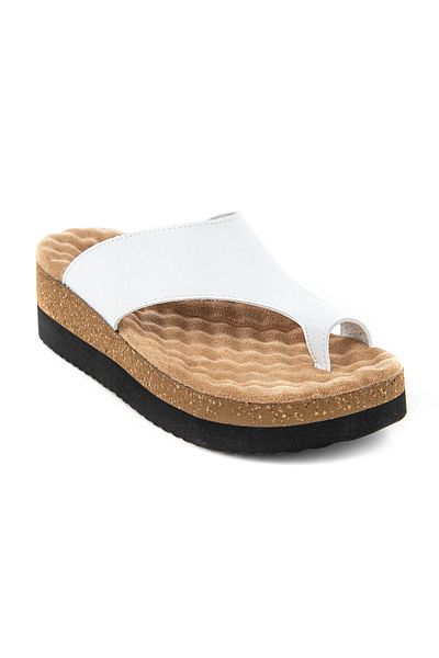 stoneclass Flip Flops de damă din piele specială cu design natural ortopedie papuci de vară cu talpă înaltă din plută