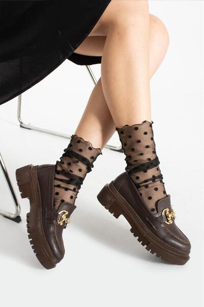 BeBeQ Store Togga Кафе Кожані жіночі лофери з пряжкою