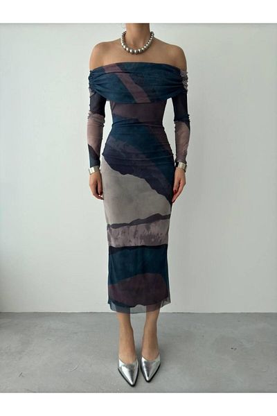 MRA Fashion    Sevilla Madonna Collar Tulle Dress