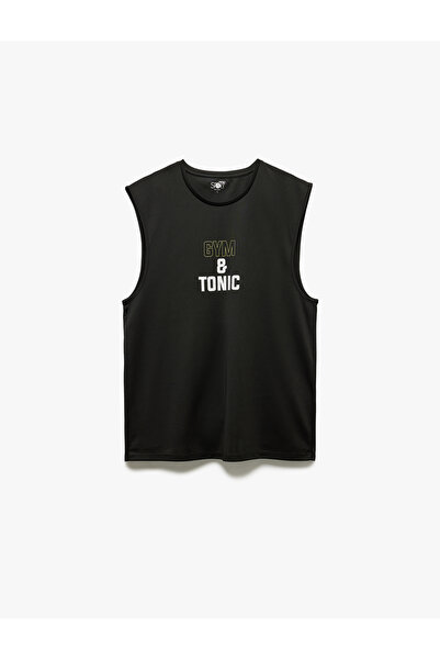 Koton Baskılı Bisiklet Yaka Spor Kolsuz Tişört