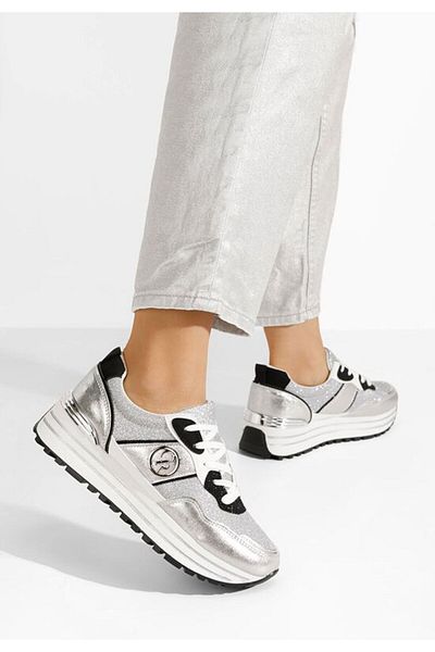 B T Shoes Sneakers Cu Platforma Lamisia Argintii