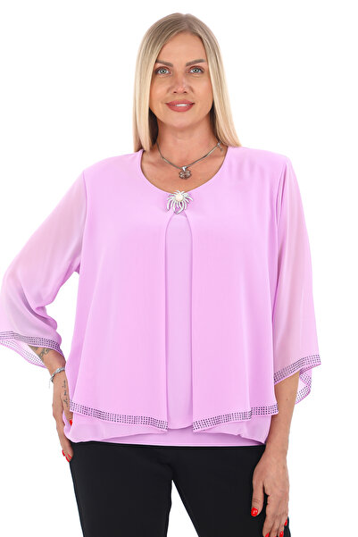 KİFAYET 22632 Broşlu Etek Ucu Taşlı Şifon ve Sandy Abiye (R)