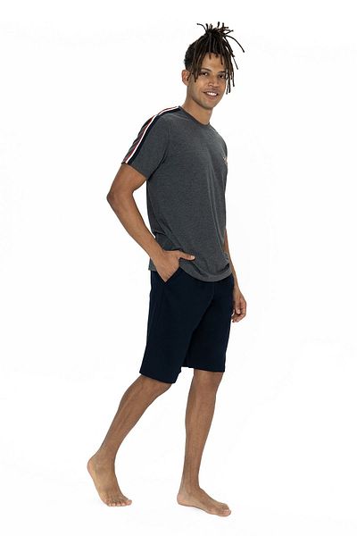 U.S. Polo Assn. Πόλο Ασν. Ανδρικό Σετ Πυτζάμες - Anthracite Melange με κοντομάνικο σορτς με λαιμόκοψη