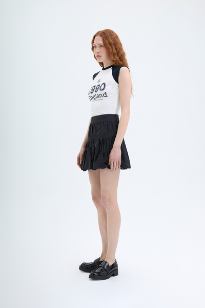 Quzu Bağlamalı Mini Balon Etek Siyah