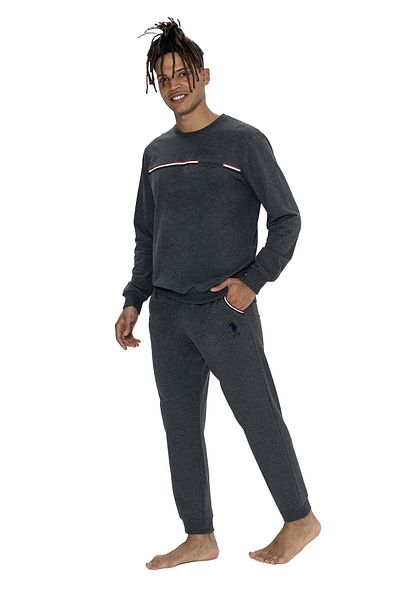 U.S. Polo Assn. Ανδρικό μακρυμάνικο λαιμόκοψη U.S. Polo Assn Anthracite melange