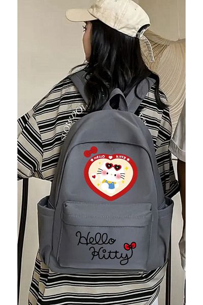 Aesthia Hello Kitty Cute Heart Double Printed Backpack Tuition, Course, School