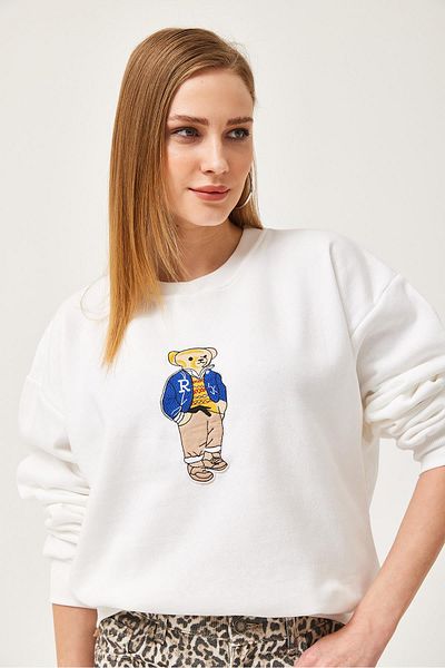 CALİENTE Hanorac oversize brodat alb
