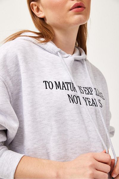 CALİENTE Oversize Hooded Kangaroo Pocket Sweatshirt Gray