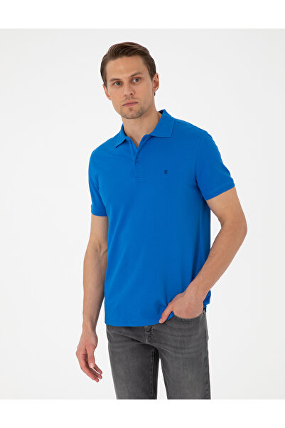 Pierre Cardin μπλε κοβαλτίου εφαρμοστό 100% Βαμβάκι Μπλουζάκι με λαιμόκοψη πό...