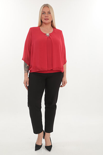 KİFAYET 22632 Broşlu Etek Ucu Taşlı Şifon ve Sandy Abiye (R)