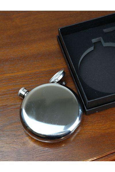imsaconcept Metal Silver Round Flask with Funnel