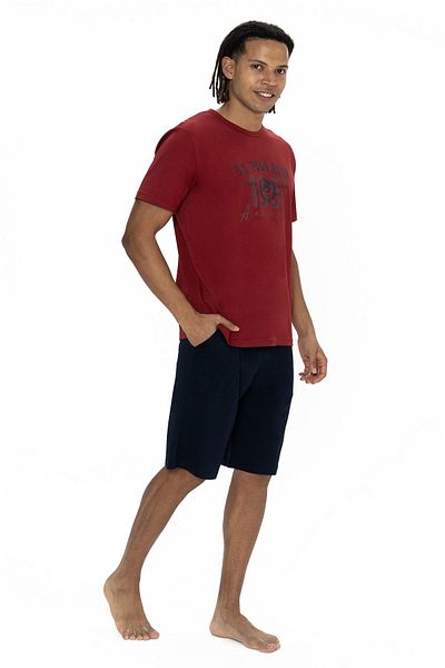 U.S. Polo Assn. Πιτζάμες ανδρικής U.S. Polo Assn με κοντομάνικο σορτς με λαιμόκοψη team-Bordeaux