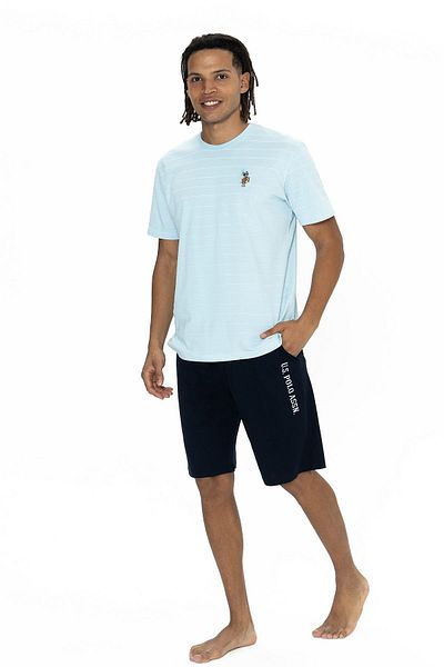 U.S. Polo Assn. U.S. Polo Assn. Set de pijamale pentru biciclete cu mâneci scurte pentru bărbați - albastru