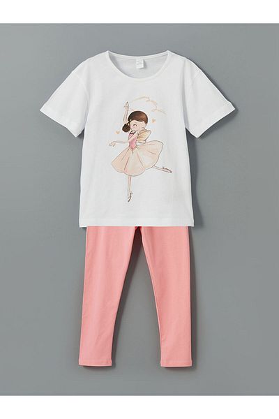 LC Waikiki Printed Girl's T-Shirt and Leggings 2-Pack
