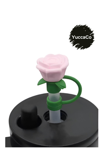 YuccaCo Accessorize Your Life Rose Thermos Ornament/Flower Straw Stopper/Flow...
