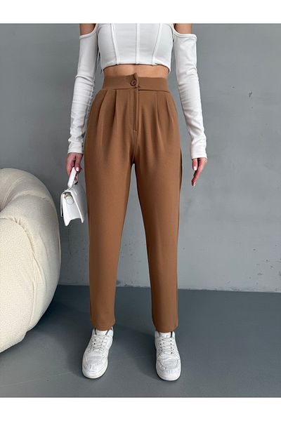 alanora Women's High Waist Carrot Cut Stretch/Lycra Fabric Pants