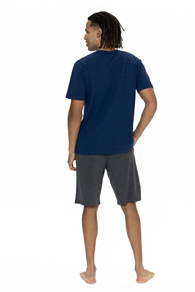 U.S. Polo Assn. U.s Polo Assn. 18881 Erkek Kısa Kollu Bisiklet Yaka Şortlu Pijama Takımı-Lacivert