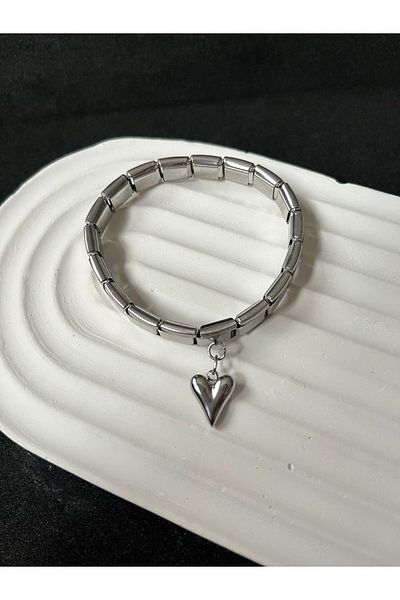 Sepetten Eve Steel Italian Charm Bracelet Curved Heart Model Adjustable Italian Charm Steel Bracelet 18cm
