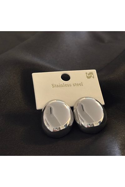 Zeyn Plate Design Silver Steel Earrings
