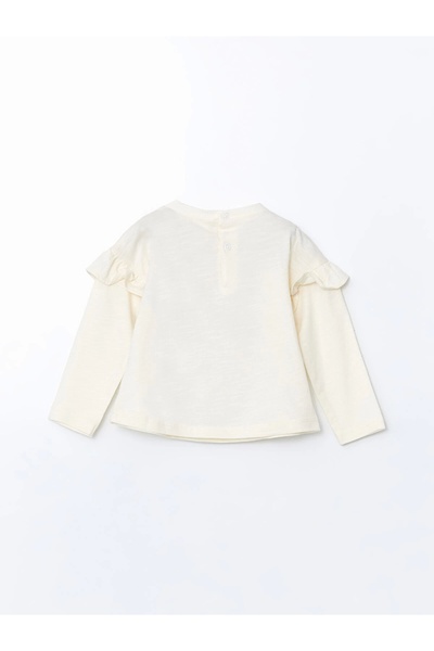 LC Waikiki Lcw Baby Ecru Crew Neck Floral Baby Girl Blouse and Leggings 2Pcs