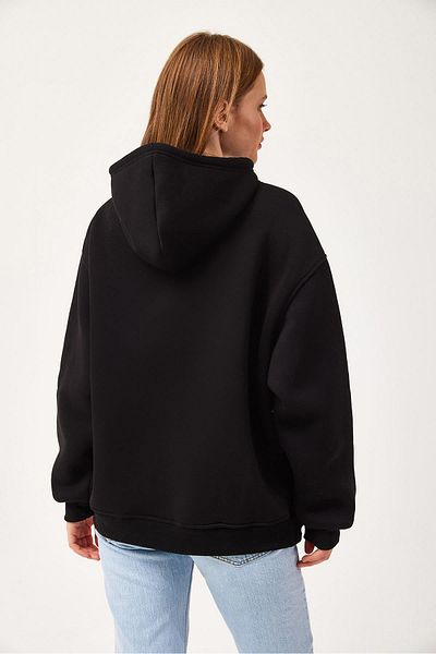 CALİENTE Oversize Hooded Kangaroo Pocket Sweatshirt Black