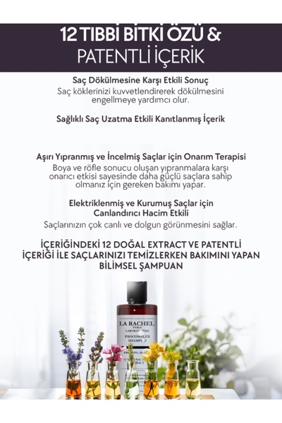 La Rachel Saç Dökülmesine Karşı Güçlü Koruma Ve Saç Büyümesini Destekleyen Doğal Bitki Özlü Şampuan
