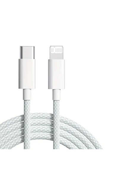 ADAMAN Type-c To Iphone Uyumlu Hızlı Şarj Kablosu Örgülü Kablo Iphone 14 13 12 11 X 7 8 Uyumlu Beyaz