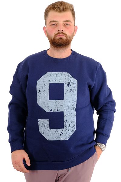 ModeXL Mode XL Ανδρικό φούτερ με 3 νήματα με στάμπα NINE U24528 Indigo