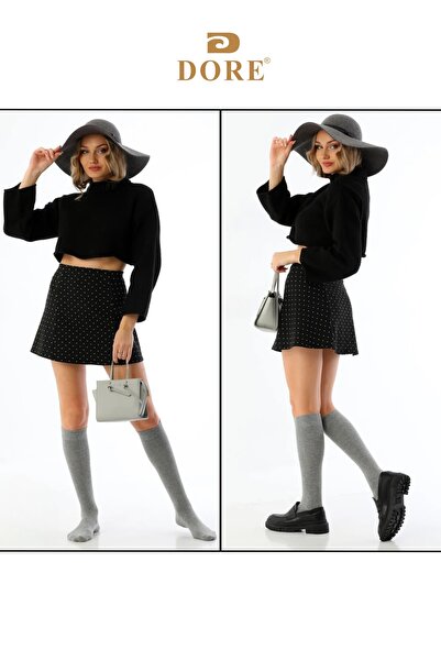 Dore 4 ζευγάρια Premium βαμβακερά χτενισμένα βαμβακερά μέχρι το γόνατο - Πολυτελείς κάλτσες που δεν δείχνουν δέρμα χωρίς ραφές